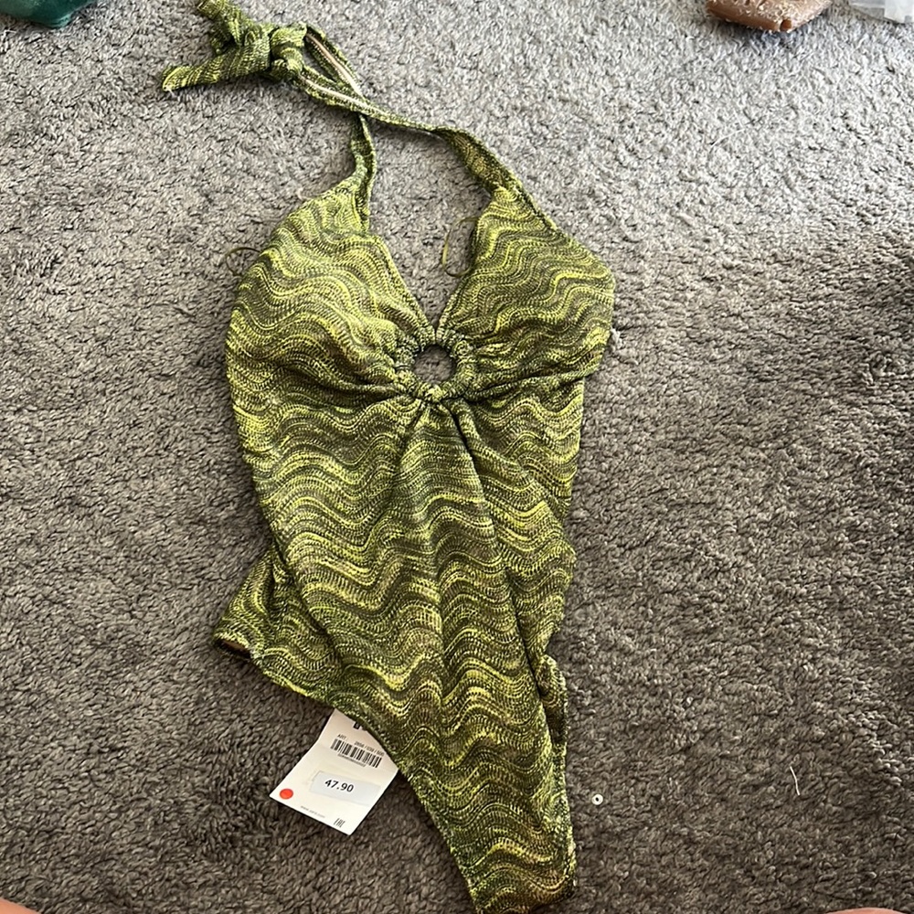 Zara textured halter swimsuit